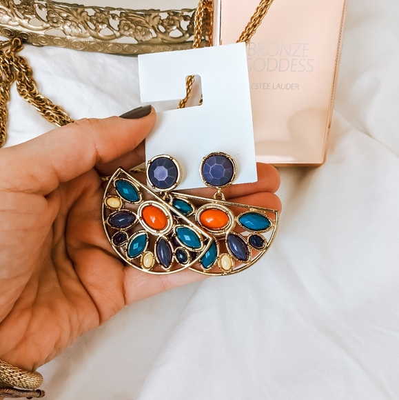 Vintage Jewelry - Vintage Gold Statement Geometric Earrings